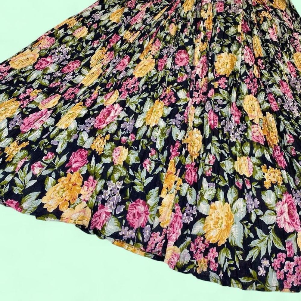 Vintage Cute Options Colorful Floral Cottage Coquette Full Maxi Skirt - Picture 2 of 8